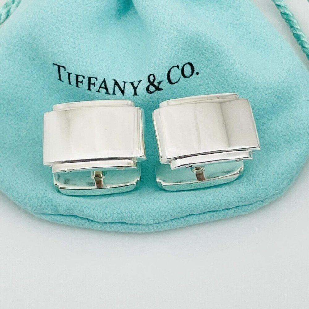 Tiffany Metropolis Cuff Links in Sterling Silver Engravable - Picture 3 of 8